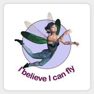 I believe I can fly elf fairy faerie with dragonfly wings Sticker